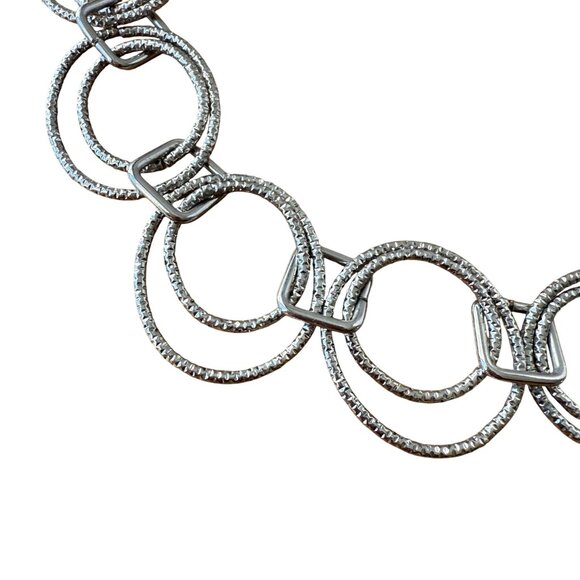 Silver-Tone Multi-Circle Statement Necklace & Earrings Set - Picture 2 of 3